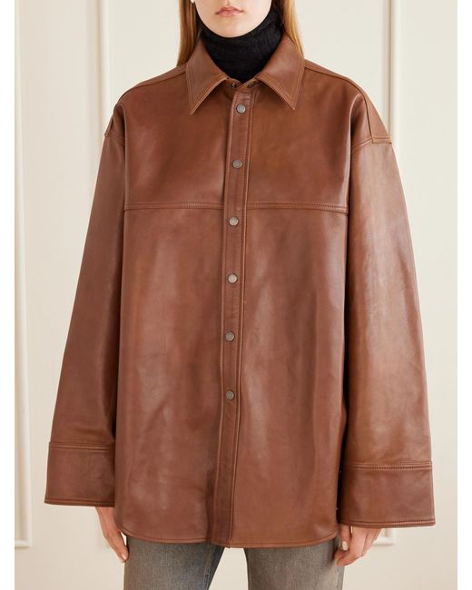 Haikure Brown Victoria Leather Shirt