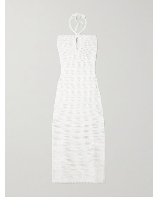 Jonathan Simkhai White Cutout Crocheted Cotton-Blend Halterneck Maxi Dress