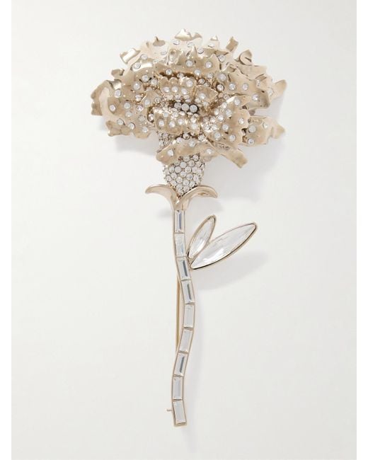 Alexander McQueen Natural Carnation-Tone Crystal Brooch