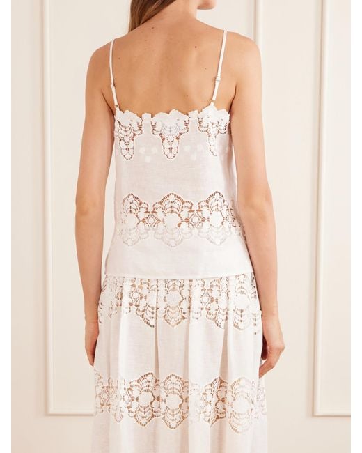 Miguelina White Olympia Embroidered Linen And Cotton-Blend Camisole