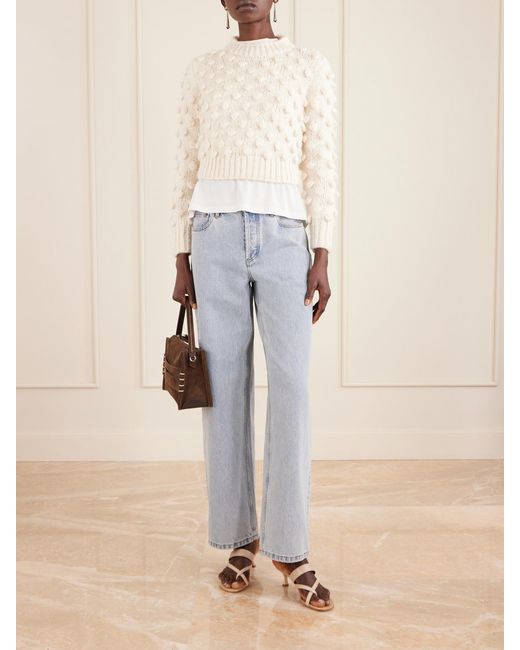 Suzie Kondi Natural Bia Knitted Cotton And Silk-Blend Sweater