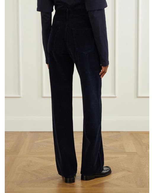 Agolde Blue Ren Cotton-Corduroy High-Waist Wide-Leg Pants
