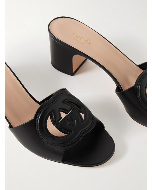 Gucci Black Mules Aus Leder Mit Cut-Out
