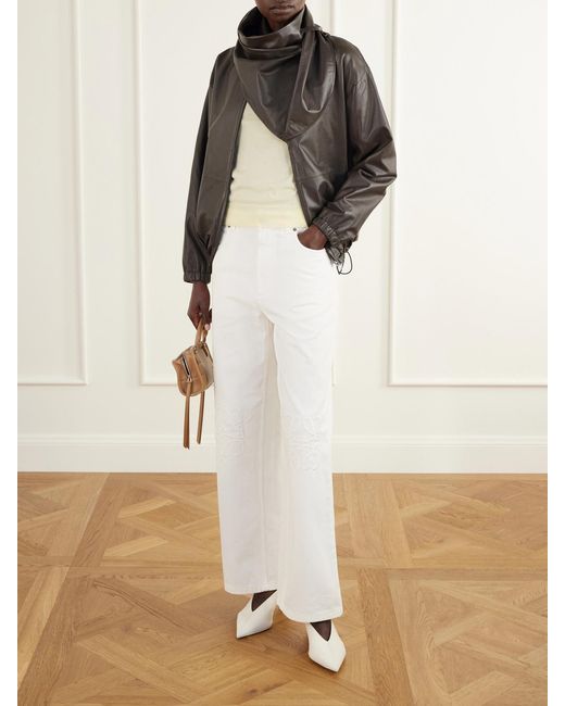 Loewe Black Scarf-Detailed Leather Jacket