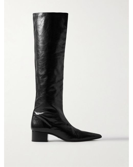 Khaite Black Andee Kniehohe Stiefel Aus Leder