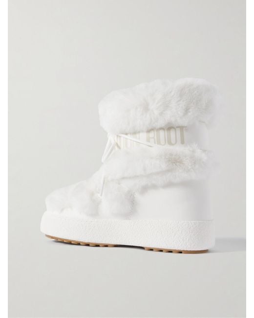 Moon Boot White Ltrack Monaco Plush-Trimmed Shell And Leather-Like Snow Boots