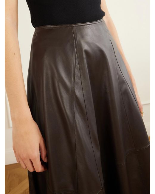 Arma Brown Eleni Paneled Leather Midi Skirt