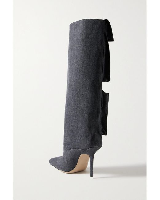 The Attico Black Sienna Kniehohe Stiefel Aus Canvas Mit Verzierung