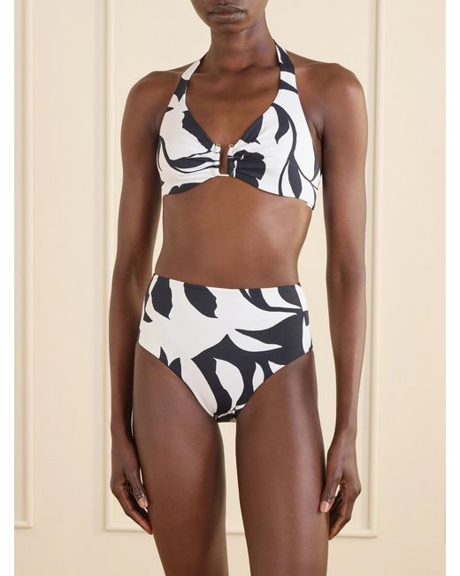 Max Mara White Beachwear Bchavena Printed Bikini Top
