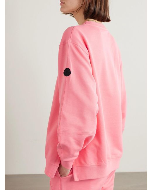 Moncler Pink Debossed Cotton-Jersey Sweatshirt