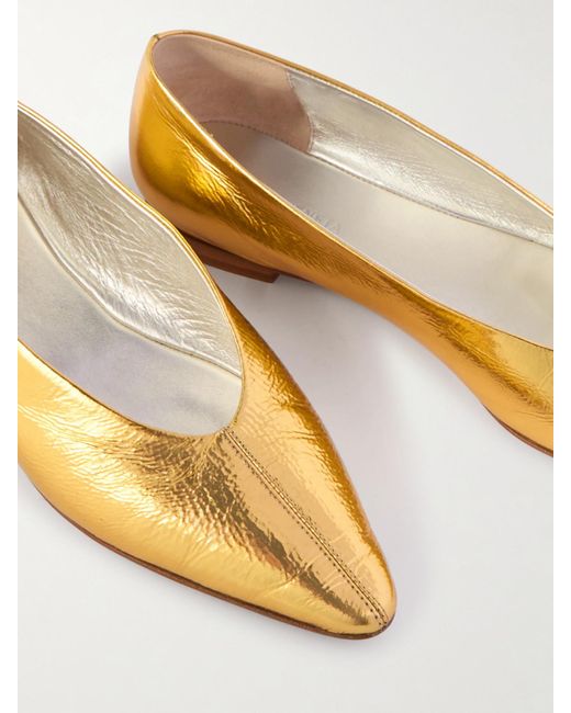 Bottega Veneta Sofia Metallic Textured-Leather Point-Toe Ballet Flats