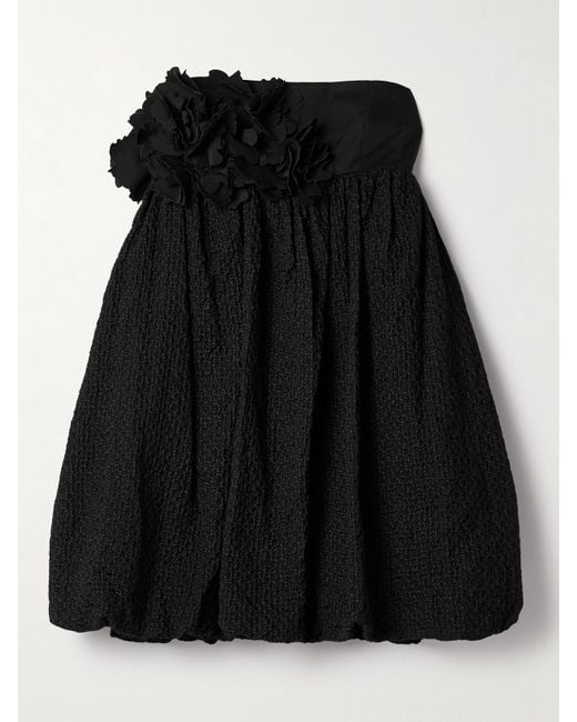 Kika Vargas Women's Black Haidari Strapless Appliqud Embroidered Cotton Mini Dress Kika Vargas Women's Black Haidari Strapless Appliqud Embroidered Cotton Mini Dress