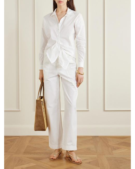 ANDRES OTALORA White Luz Envolvente Knotted Cotton Shirt