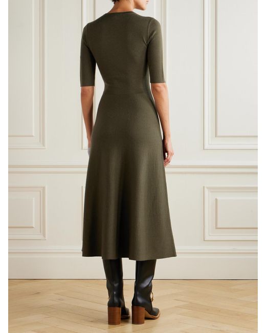 Gabriela Hearst Green Seymore Wool, Cashmere And Silk-Blend Midi Dress