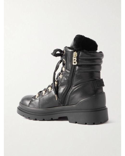 Bogner Black St. Moritz 14 Schnürstiefel Aus Leder Mit Shearling-Futter