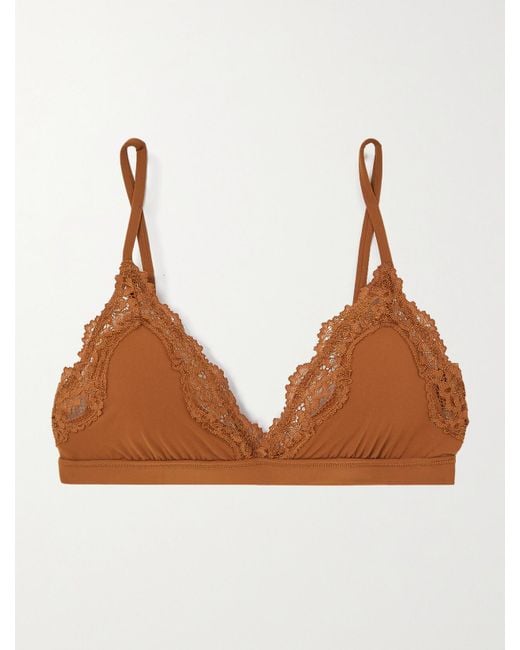 Skims Brown Fits Everybody Corded Lace Triangle Bralette – Bronze – Triangel-Bh Aus Stretch-Material Mit Spitzenbesätzen