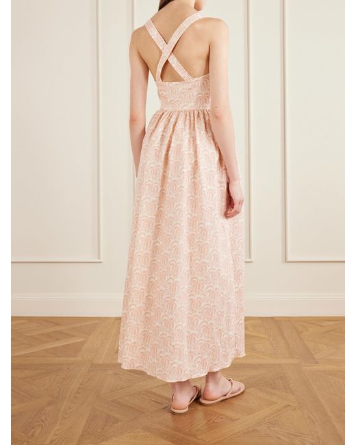Matteau Pink Crossback Linen-Blended Maxi Dress