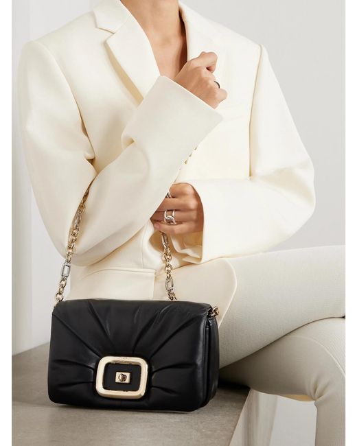 Roger Vivier Black Vic' Choc Me Padded Leather Shoulder Bag