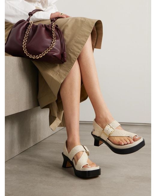 Loewe White Ease Brushed-Suede Sandals