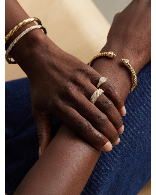 David Yurman Natural Petite Pavé 18-Karat Diamond Pinky Ring