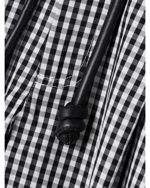 Sea Gray Neci Belted Pleated Gingham Cotton-Poplin Shorts