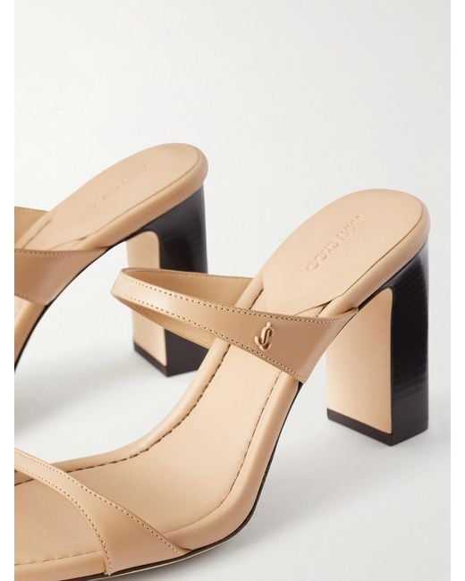 Jimmy Choo Natural Lucian 85 Leather Mules