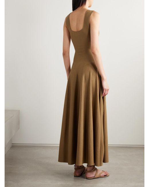 Khaite Natural Jodie Pleated Wool Midi Dress