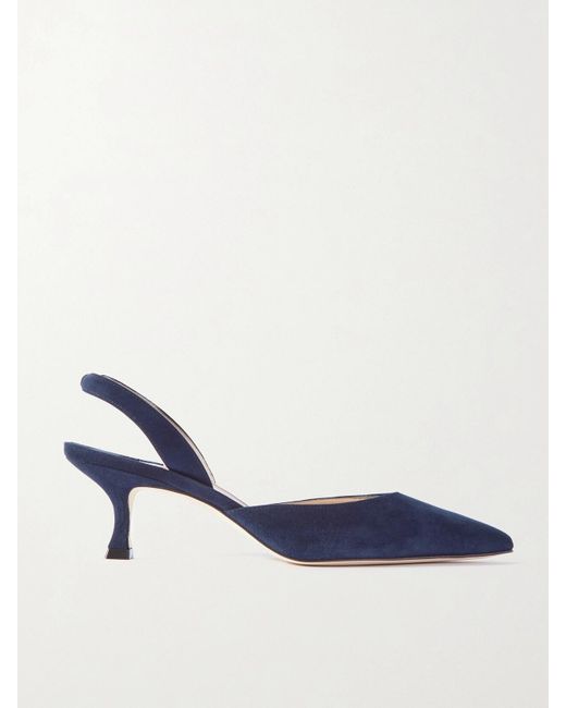 Manolo Blahnik Blue Carolyne 50 Slingback-Pumps Aus Veloursleder