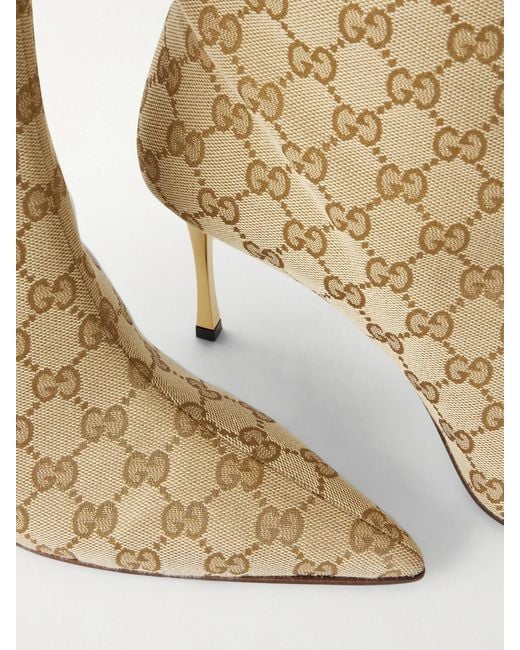 Gucci White Bombshell Coated-Canvas Knee Boots