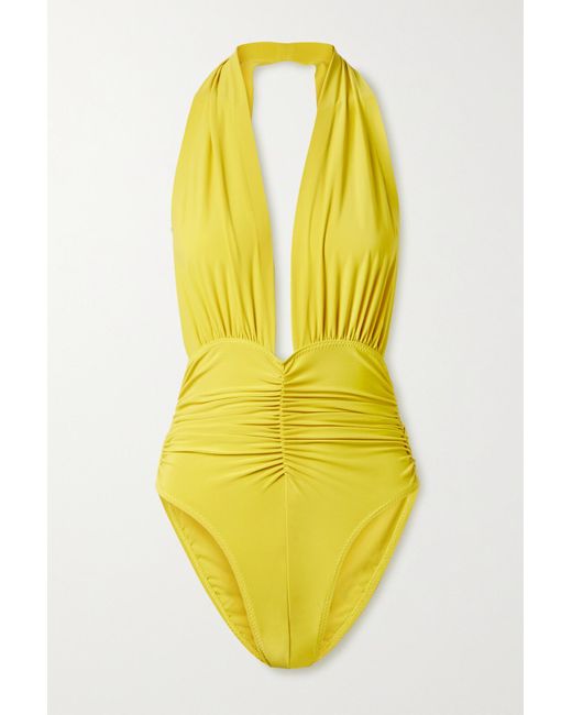 Norma Kamali Synthetic Slinky Marissa Ruched Halterneck Swimsuit in ...