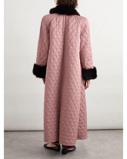 Chloé Pink Shearling-Lined Quilted Shell Coat