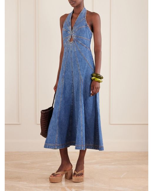 Cult Gaia Blue Rowyn Denim Midi Dress
