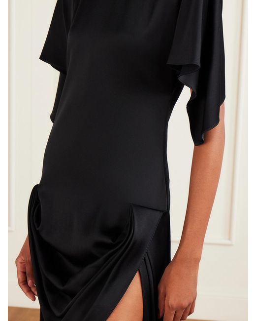 Stella McCartney Black Gathered Satin Mini Dress
