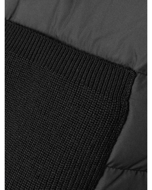 Moncler Black Wool And Quilted Shell Down Cardigan