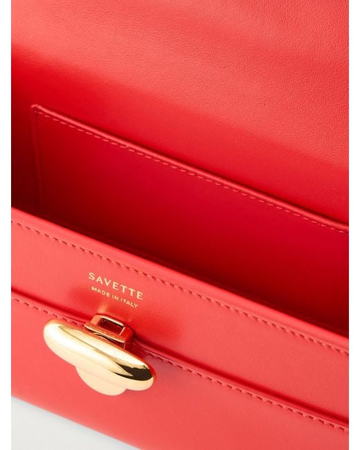 SAVETTE Red Symmetry Pochette Leather Tote
