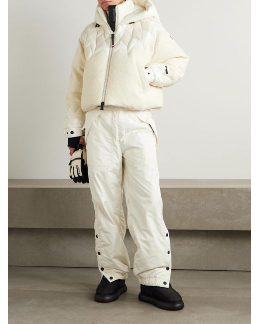 Moncler Natural Hintersee Hooded Corduroy And Shell-Trimmed Wool-Blend Bouclé Quilted Down Ski Jacket