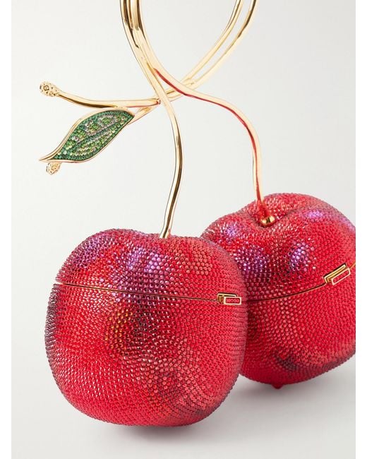 Judith Leiber Red Cherries Crystal-Embellished-Tone Clutch