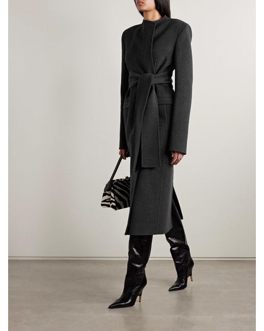 Khaite Black Jelson Belted Wool-Felt Coat