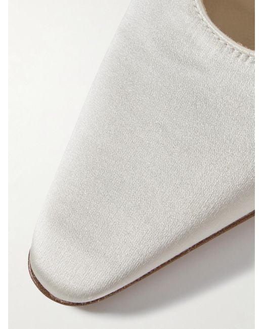 Danielle Frankel Natural Riley Satin Point-Toe Ballet Flats