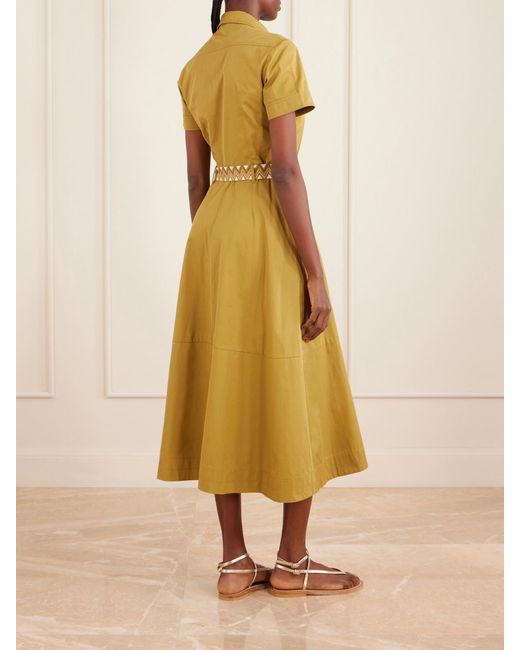 Emporio Sirenuse Yellow Giselle Belted Cotton Midi Dress