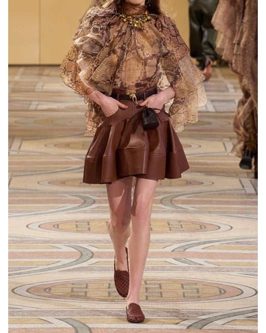 Zimmermann Natural Ruffled Layered Snake-Print Silk-Chiffon Blouse