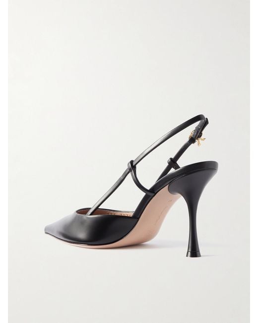 Gianvito Rossi Black Ascent 85 Leather Slingback Pumps