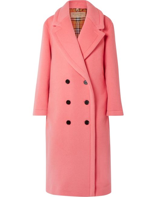 Burberry Wolle Doppelreihiger Oversized-mantel Aus Einer  Woll-kaschmirmischung in Pink | Lyst AT
