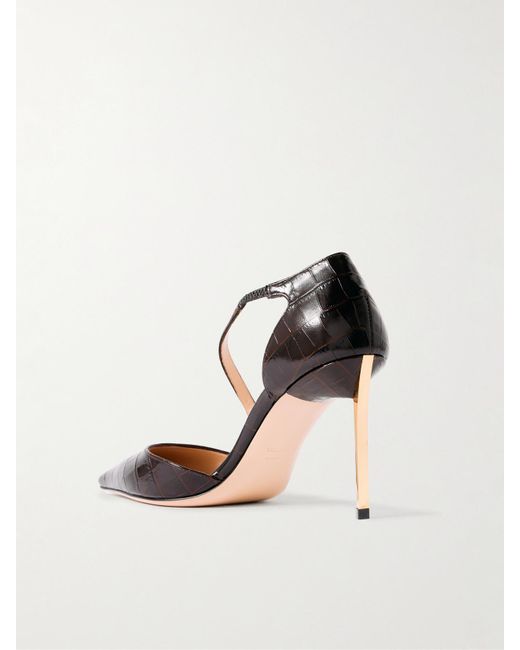 Tom Ford White Newton Pumps Aus Leder Mit Krokodileffekt