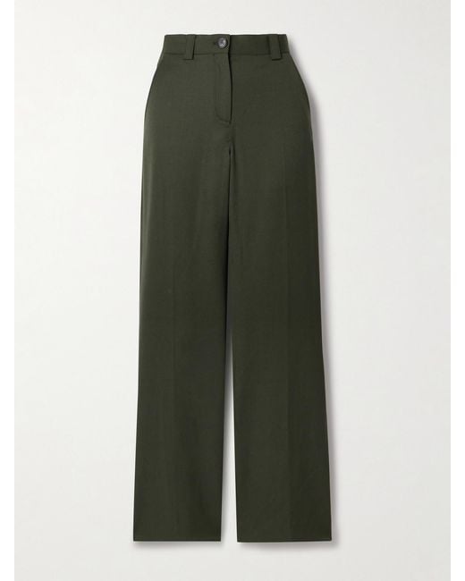 Veronica de Piante Green Avery Grain De Poudre Wool Wide-Leg Pants