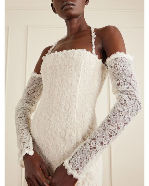 Danielle Frankel Natural Evie Embroidered Tulle And Organza Gown