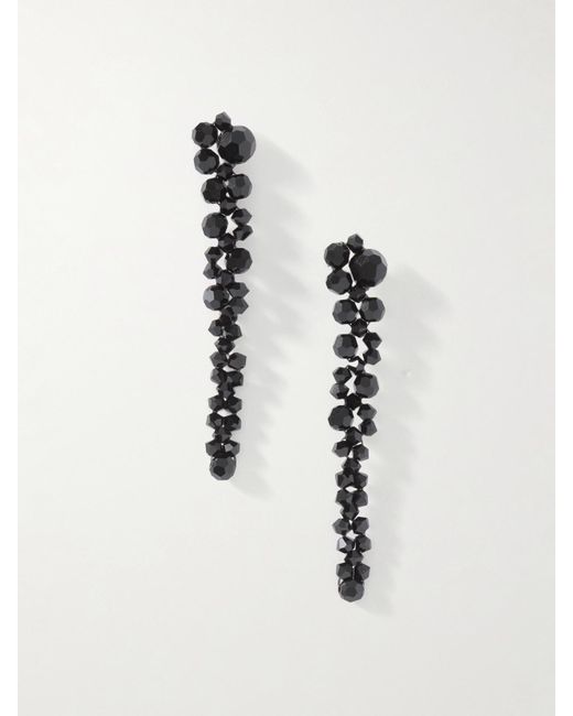 Simone Rocha White Double Pierce Through-Tone Crystal Earrings