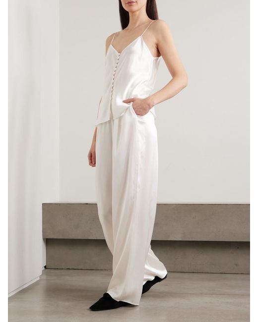 Olivia Von Halle White Blair Silk-Satin Pajamas