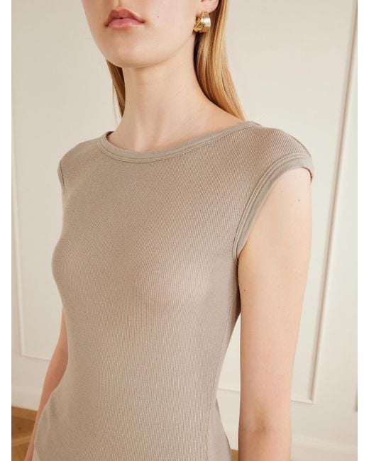 James Perse Natural Ribbed Cotton And Cashmere-Blend Tank
