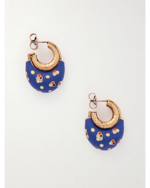 Maison Mayle Blue Niki-Plated And Enamel Hoop Earrings